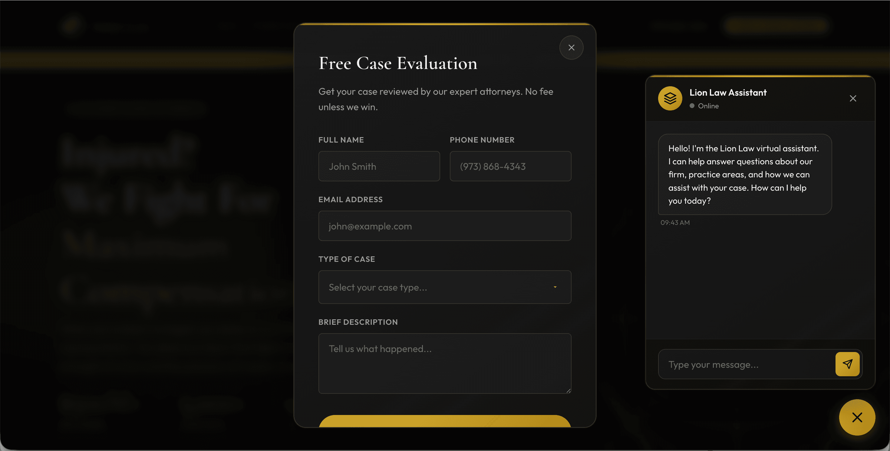 AI chatbot widget in open state